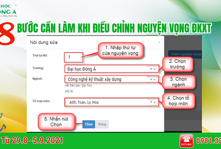 8 bước thí sinh phải thực hiện khi điều chỉnh nguyện vọng đăng ký xét tuyển theo điểm thi THPT